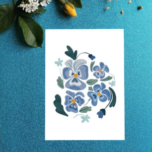 Blue Pansy Blume Ästhetische Stiefmütterchen Feiertagspostkarte