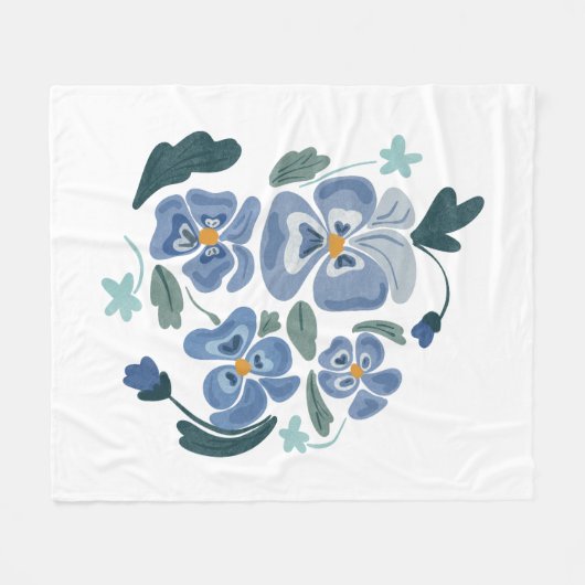 Blue Pansy Blume Ästhetische Stiefmütterchen Fleecedecke (Vorderseite (Horizontal))