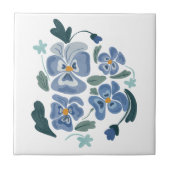 Blue Pansy Blume Ästhetische Stiefmütterchen Fliese (Vorderseite)