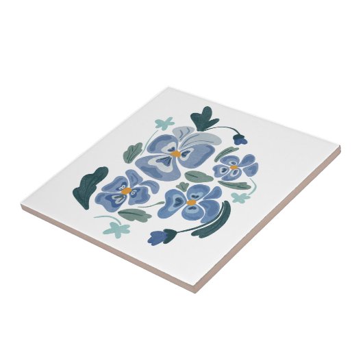 Blue Pansy Blume Ästhetische Stiefmütterchen Fliese (Seite)