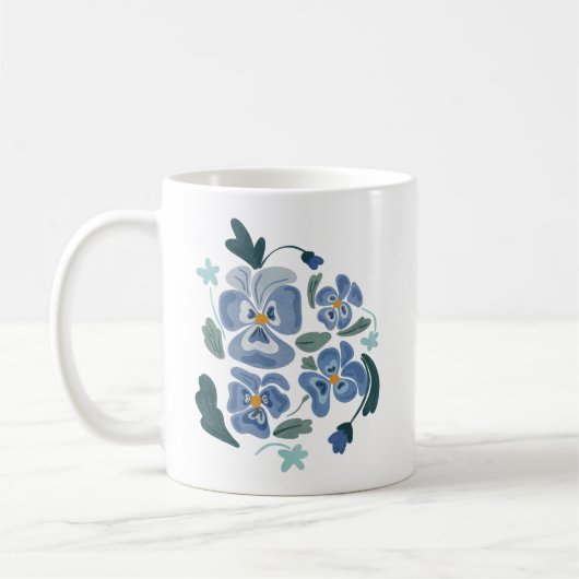 Blue Pansy Blume Ästhetische Stiefmütterchen Kaffeetasse (Links)