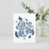 Blue Pansy Blume Ästhetische Stiefmütterchen Postkarte (Stehend Vorderseite)