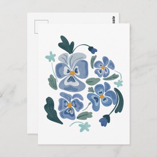 Blue Pansy Blume Ästhetische Stiefmütterchen Postkarte (Vorne/Hinten)