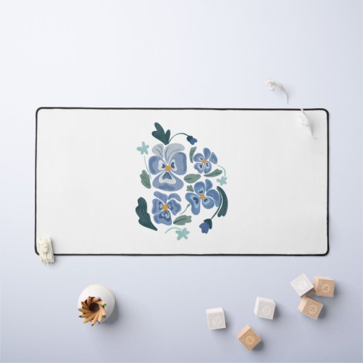 Blue Pansy Blume Ästhetische Stiefmütterchen Schreibtischunterlage (Kindertisch)