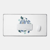 Blue Pansy Blume Ästhetische Stiefmütterchen Schreibtischunterlage (Tastatur & Maus)