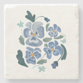 Blue Pansy Blume Ästhetische Stiefmütterchen Steinuntersetzer