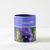 Blue Pansy Blume Floral Womans Name Tasse (Zentrum)
