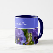 Blue Pansy Blume Floral Womans Name Tasse (VorderseiteRechts)