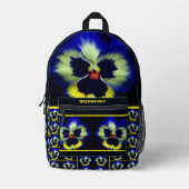 Blue Pansy Blume Personalisiert Bedruckter Rucksack (Vorderseite)