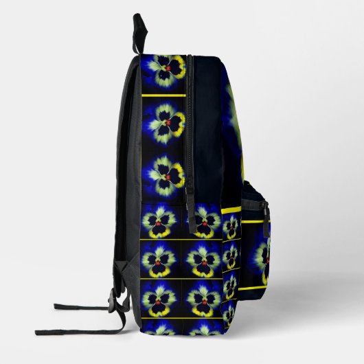 Blue Pansy Blume Personalisiert Bedruckter Rucksack (Links)
