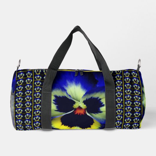 Blue Pansy Blume Personalisiert Duffle Bag (Rückseite)