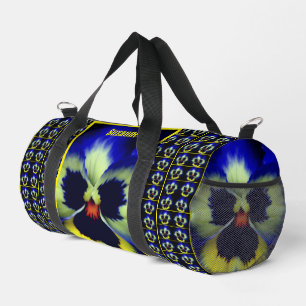 Blue Pansy Blume Personalisiert Duffle Bag