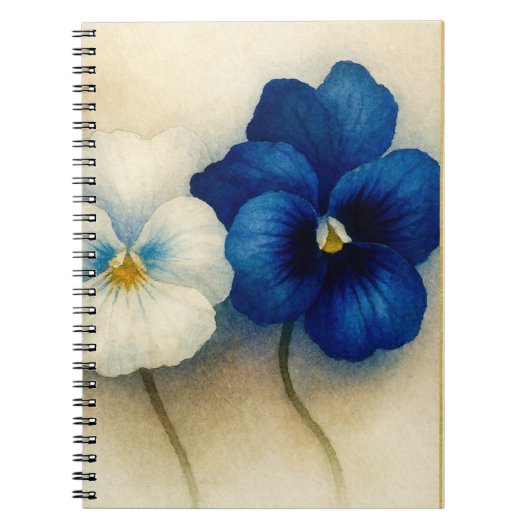 Blue Pansy Floral Notebook | Elegant Botanical Jou Notizblock (Vorderseite)