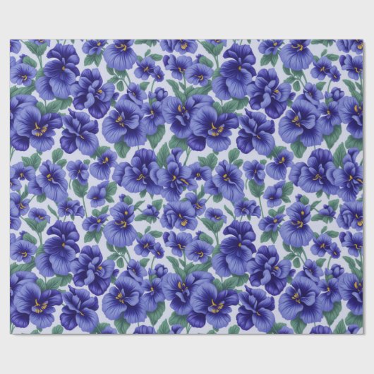 Blue Pansy Flowers Geschenkpapier (Flach)