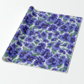 Blue Pansy Flowers Geschenkpapier (Ungerollt)