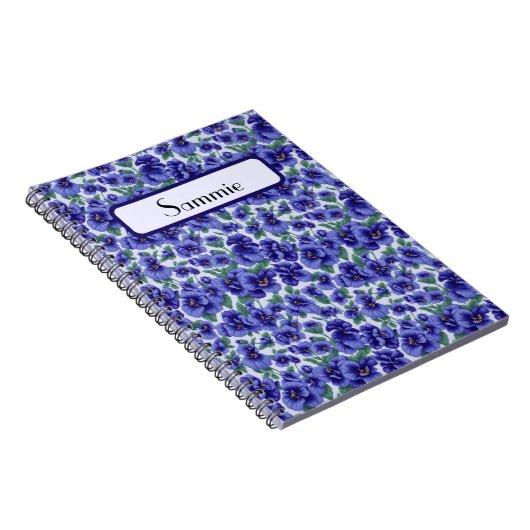 Blue Pansy Flowers Personalized Notizblock (Rechte Seite)