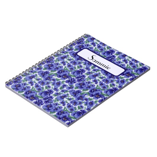 Blue Pansy Flowers Personalized Notizblock (Linke Seite)