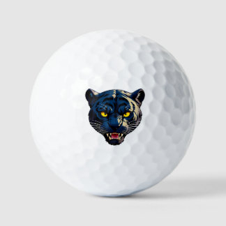 Blue Panther Head Silhouette Golfball