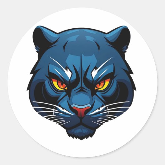 Blue Panther Head Silhouette Runder Aufkleber (Vorderseite)
