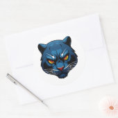 Blue Panther Head Silhouette Runder Aufkleber (Umschlag)