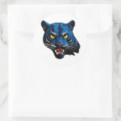 Blue Panther Head Silhouette Runder Aufkleber (Tasche)