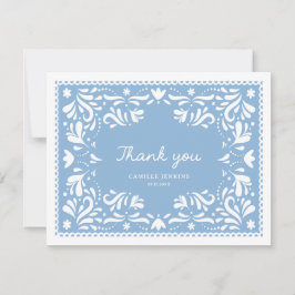 Blue Papel Picado Baby Dusche Danke Karte