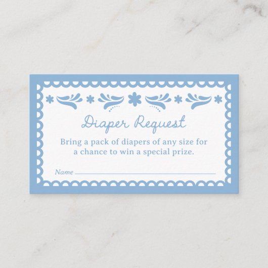 Blue Papel Picado Diaper Raffle Ticket Begleitkarte (Vorderseite)