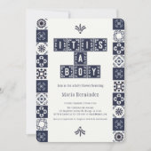 Blue Papel Picado Fiesta It's a Boy Baby Shower Einladung (Vorderseite)