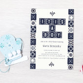 Blue Papel Picado Fiesta It's a Boy Baby Shower Einladung
