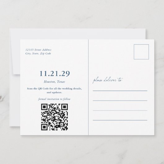 Blue Papel Picado Foto Save the Date Postkarte (Rückseite)