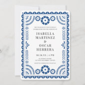 Blue Papel Picado Inspiriert Einladung zur Hochzei (Vorderseite)