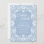 Blue Papel Picado Mexican Boy Baby Shower Einladung (Vorderseite)