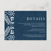 Blue Papel Picado Mexiko Hochzeitsdetails Begleitkarte (Vorderseite)