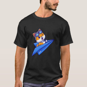 Blue Paper Flugzeug Fliegen glücklichen Niedlichen T-Shirt