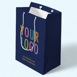Blue Paper Gift Bag Custom Business Logo Bullet Mittlere Geschenktüte