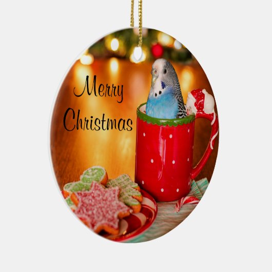 Blue Parakeet Keramik Ornament (Rechts)