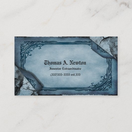 Blue Parchment Calling Card Gothic Business Card Telefonnummerkarte (Vorderseite)