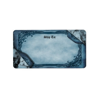 Blue Parchment Scroll Gothic Shipping Label Adressaufkleber