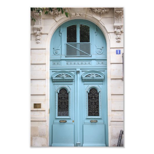 Blue Paris Door Fotodruck (Vorne)