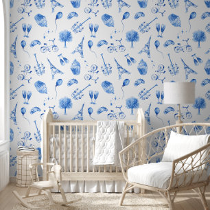 Blue Paris Eiffel Tower Wall Tapete