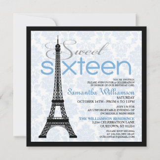Blue Paris Sweet 16 Einladungen