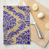 Blue Parisian Moods Damask Geschirrtuch (Viertel Falte)