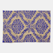 Blue Parisian Moods Damask Geschirrtuch (Horizontal)