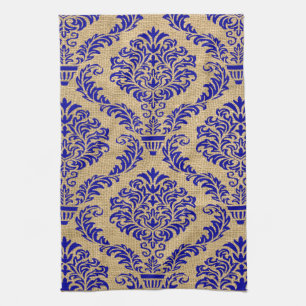 Blue Parisian Moods Damask Geschirrtuch