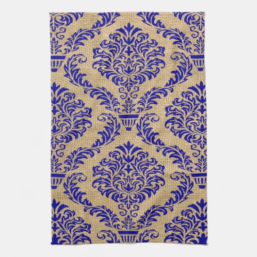 Blue Parisian Moods Damask Geschirrtuch (Vertikal)