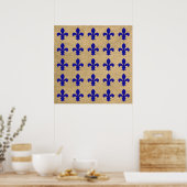 Blue Parisian Moods Fleur de Lys Pattern Poster (Küche)
