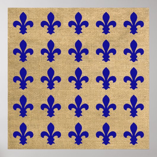 Blue Parisian Moods Fleur de Lys Pattern Poster (Vorne)