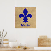 Blue Parisian Moods Fleur de Lys Poster (Küche)