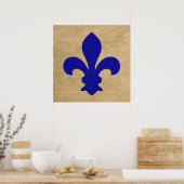 Blue Parisian Moods Fleur de Lys Poster (Küche)