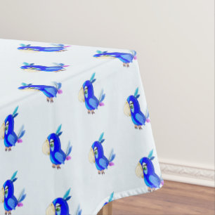 Blue Parrot Cartoon Tablecloth Your Colors Tischdecke